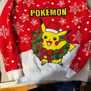 Pokemon Red and White Pikachu Christmas Sweater